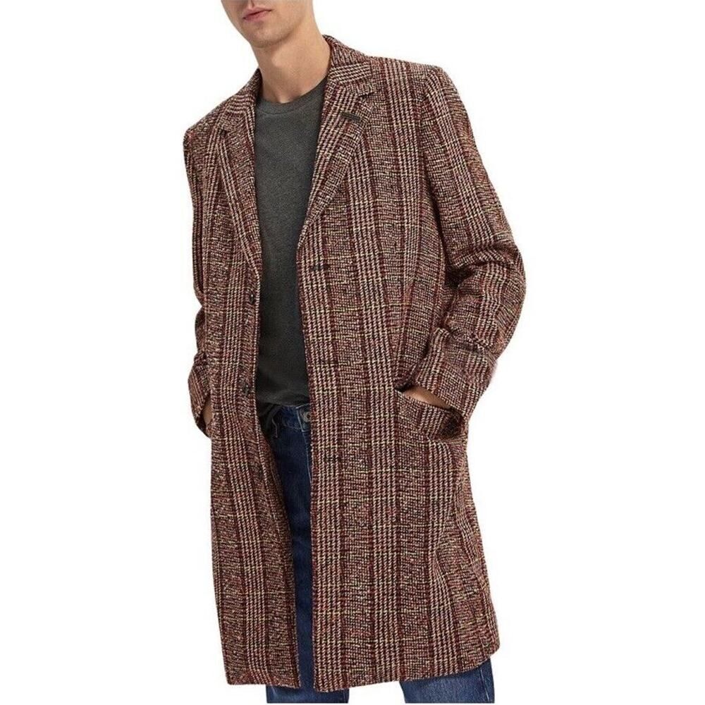 Scotch & Soda Brown Plaid Pea Coat